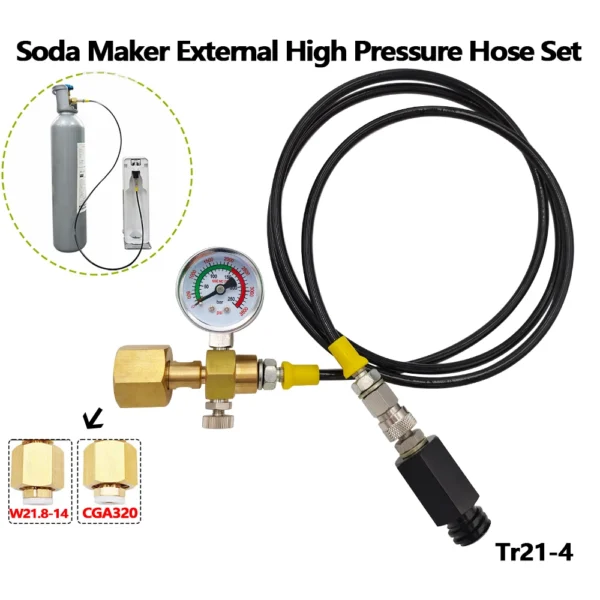 Soda Water Stream Homebrew External High Pressure Hose to CO2 Carbon Dioxide Tank,For Sodastrem Machine to W21.8-14 CGA320 Tank