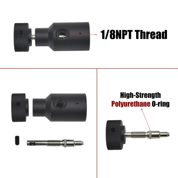 Paint Marker Ball Accessories Coil Remote Microbore Hose Thick Line 2.5M with Slide Check Quick Disconnect and 3000psi Gauge