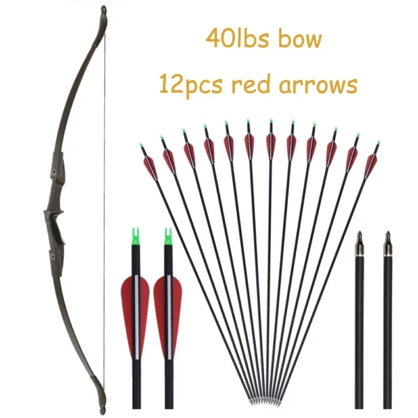 Archery Recurve Bow for Right/Left-Handed Outdoor Hunting Sports Shooting 57inch 30-40 Ibs Take-down Bow Archery Target