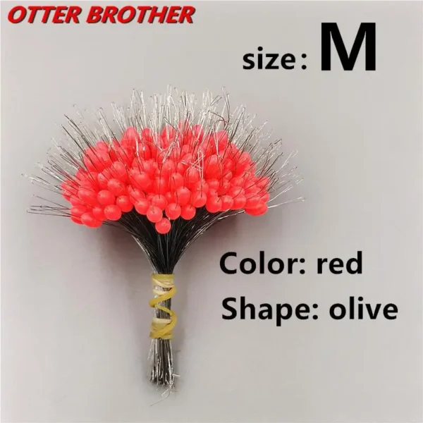 300pcs/set Fishing Transparent Rubber Stopper Float Bobber Stopper olive Cylindrical Space Bean Float Fish Line Accessories