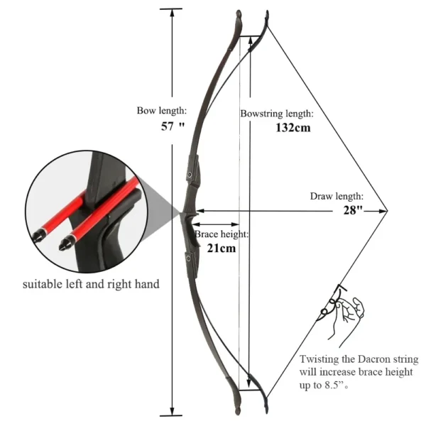 Archery Recurve Bow for Right/Left-Handed Outdoor Hunting Sports Shooting 57inch 30-40 Ibs Take-down Bow Archery Target