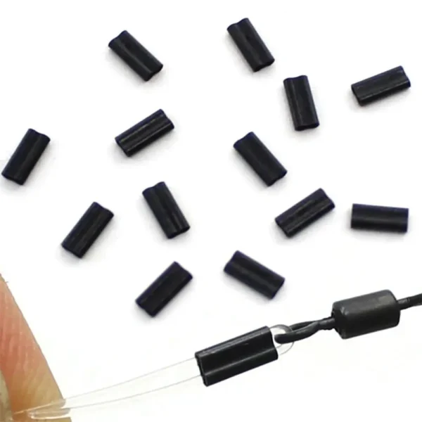 50pcs Fishing Crimp Sleeves Double Oval Fishing Line Crimping Tube Carbon Tube Wire Crimp Connector Accessories 0.6mm 0.7mm