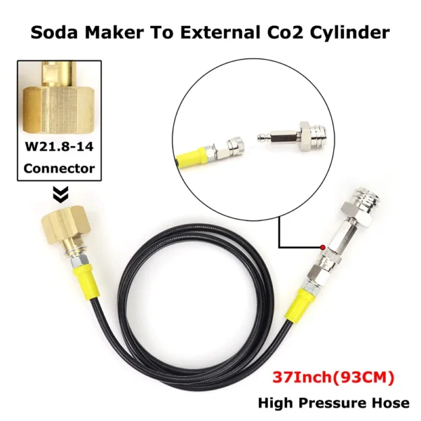 Soda Maker To External Co2 Tank Adapter and Hose Kit Fit Sodastream & W21.8-14 Or CGA320 With Quick Disconnect