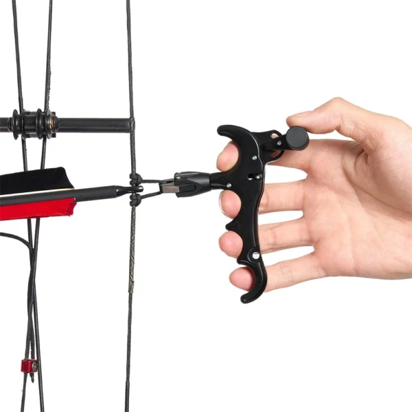 Aluminum Compound Bow Release Aid Archery Caliper Adjustable 360° Thumb 4 Finger Grip Arrow Trigger Wristband Shooting Pro Hunti
