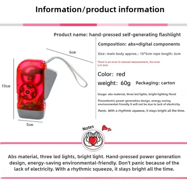 Sd90ba05eb1524b0aae16409ab9317a22Y.webp LED Hand Pressed Eco-friendly Flashlight, Portable Camping Light, Mini Hand Pressed Generator Crank Flashlight, Pocket Light