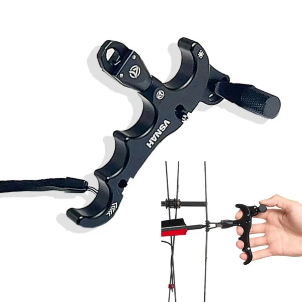 Aluminum Compound Bow Release Aid Archery Caliper Adjustable 360° Thumb 4 Finger Grip Arrow Trigger Wristband Shooting Pro Hunti
