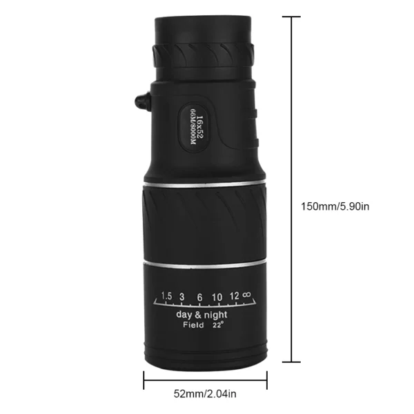 16X52 Monocular Telescope Optical Lens High Definition Handy Optics Scope Dual Focus Zoom 16X Binocular for Outdoor Camp Hunting